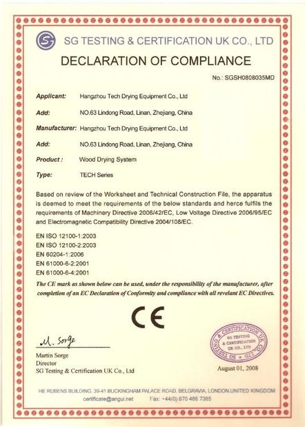 China Hangzhou Tech Drying Equipment Co., Ltd. Certificaten